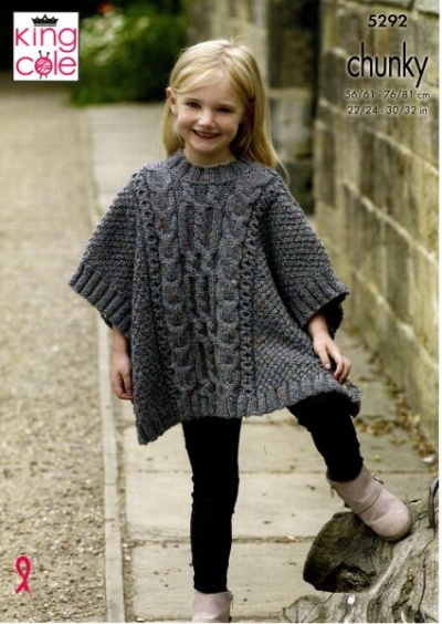 Knitting Pattern - King Cole 5292 - Chunky Tweed - Child's Tabards & Hat